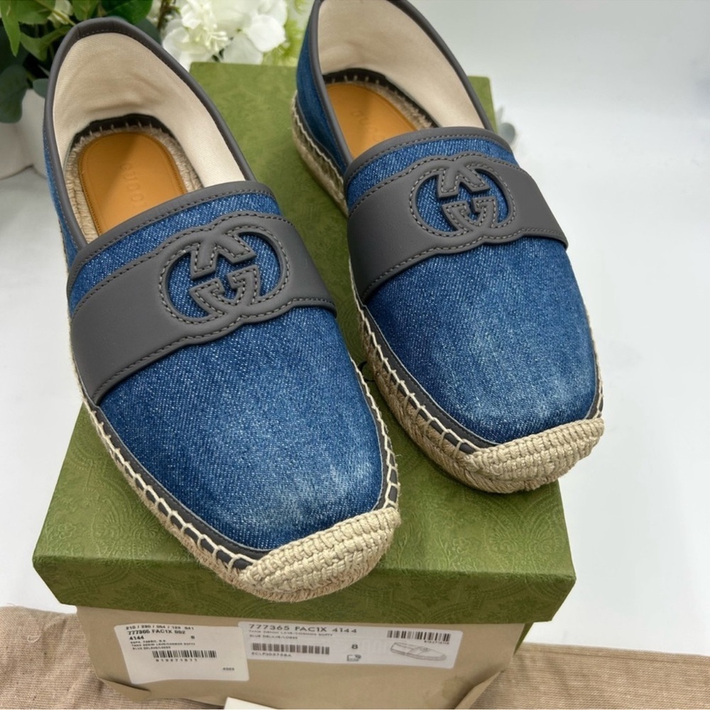 Men’s Gucci, blue denim ESPADRILLES size 8, made in Spain - Picture 3 of 10